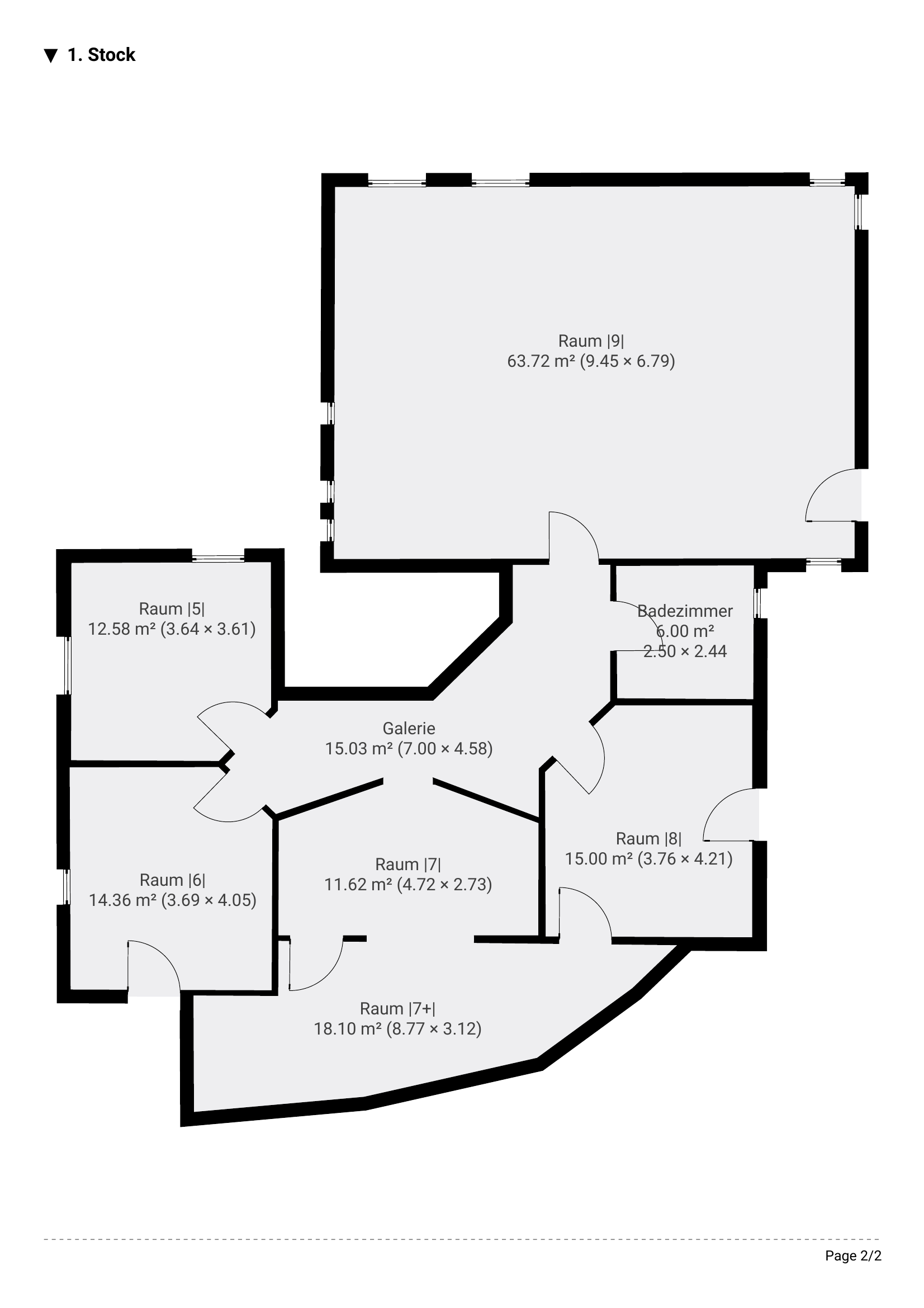 Grundrissplan 1. Stock neunRaum